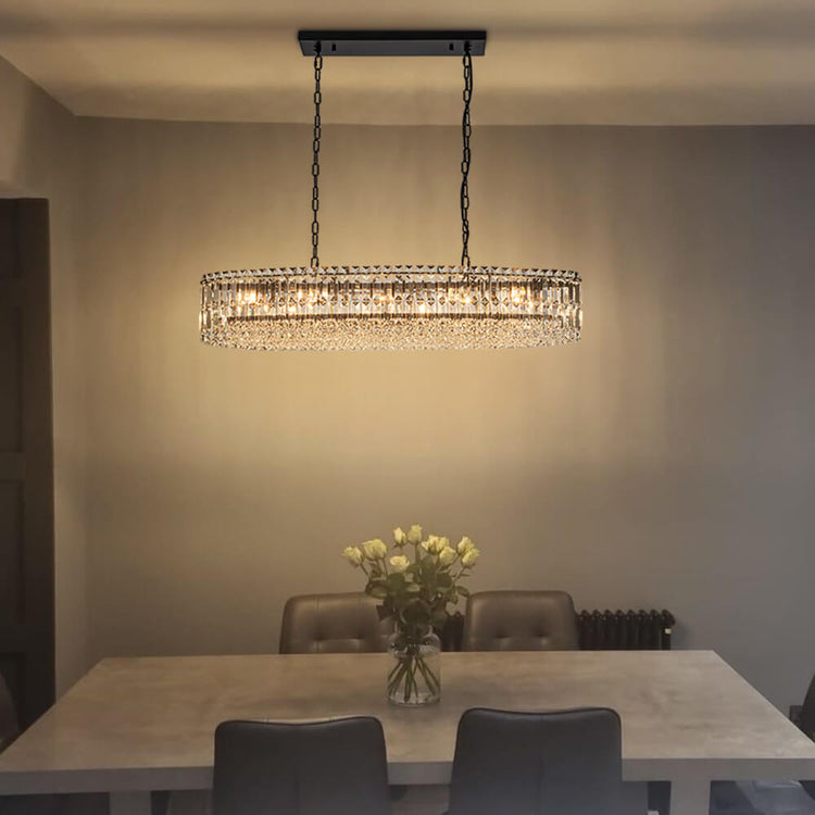 Lustre Cristal 10 Lumières Ovale Suspension Cuisine pour Cuisine