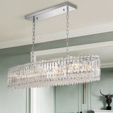 Lustre Cristal 10 Lumières Ovale Suspension Cuisine pour Cuisine