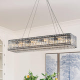Lustre Cristal 10 Lumières Rectangulaire Suspension Cuisine pour Salle à Manger