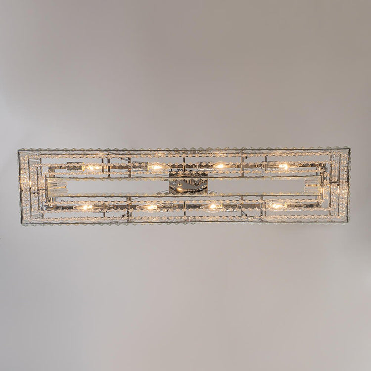 Lustre Cristal 10 Lumières Rectangulaire Suspension Cuisine pour Salle à Manger