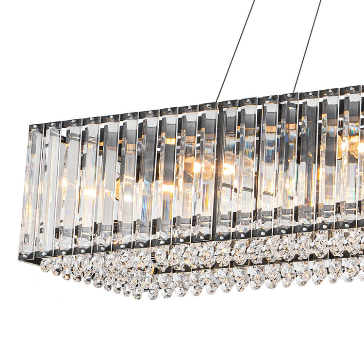 Lustre Cristal 10 Lumières Rectangulaire Suspension Cuisine pour Salle à Manger