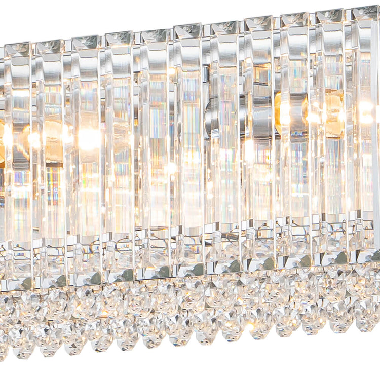 Lustre Cristal 10 Lumières Rectangulaire Suspension Cuisine pour Salle à Manger