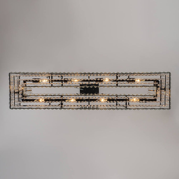 Lustre Cristal 10 Lumières Rectangulaire Suspension Cuisine pour Salle à Manger