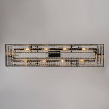 Lustre Cristal 10 Lumières Rectangulaire Suspension Cuisine pour Salle à Manger