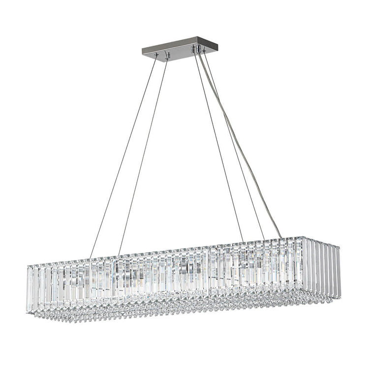 Lustre Cristal 10 Lumières Rectangulaire Suspension Cuisine pour Salle à Manger
