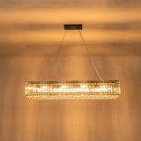 Lustre Cristal 10 Lumières Rectangulaire Suspension Cuisine pour Salle à Manger