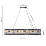 Lustre Cristal 10 Lumières Rectangulaire Suspension Cuisine pour Salle à Manger