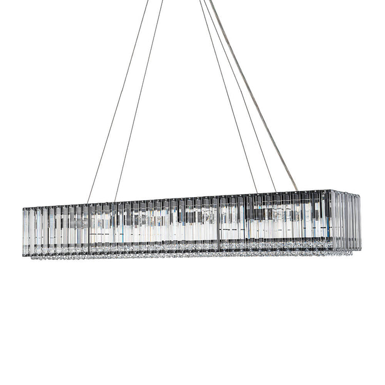 Lustre Cristal 10 Lumières Rectangulaire Suspension Cuisine pour Salle à Manger