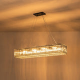 Lustre Cristal 10 Lumières Rectangulaire Suspension Cuisine pour Salle à Manger
