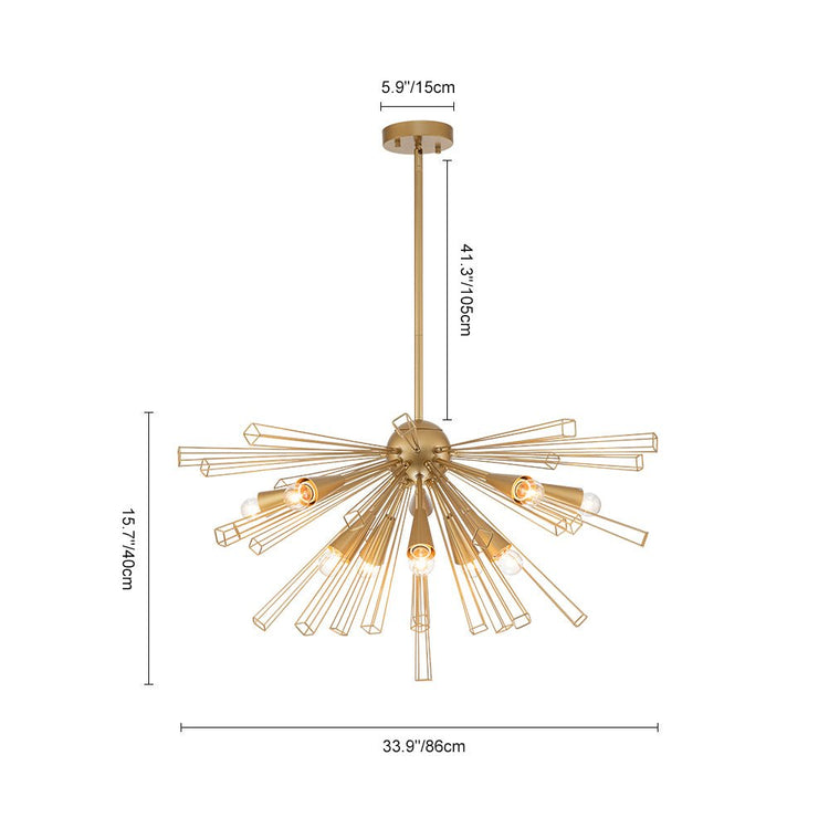 Lustre Salon Spoutnik 10 Lumières en Laiton