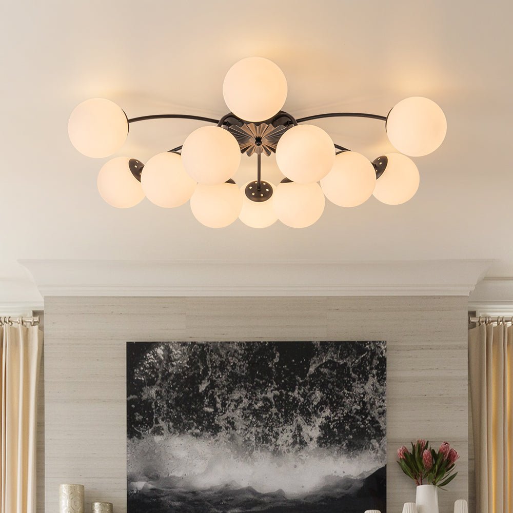 Lustre Salon Spoutnik en Verre Noir