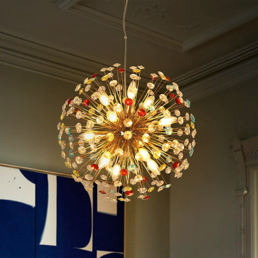 Lustre Salon Étoile 12 Lumières en Laiton 56 cm