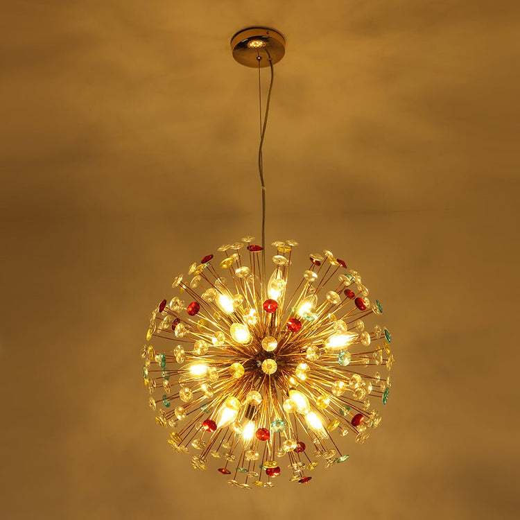 Lustre Salon Étoile 12 Lumières en Laiton 56 cm