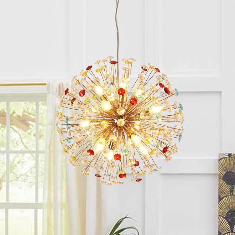 Lustre Salon Étoile 12 Lumières en Laiton 56 cm