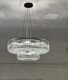 Lustre Cristal Moderne 12 Lumières Deux Niveaux pour Salle à Manger