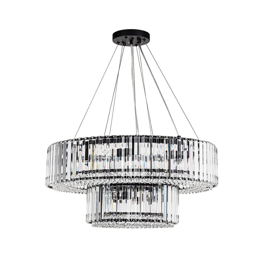 Lustre Cristal Moderne 12 Lumières Deux Niveaux pour Salle à Manger