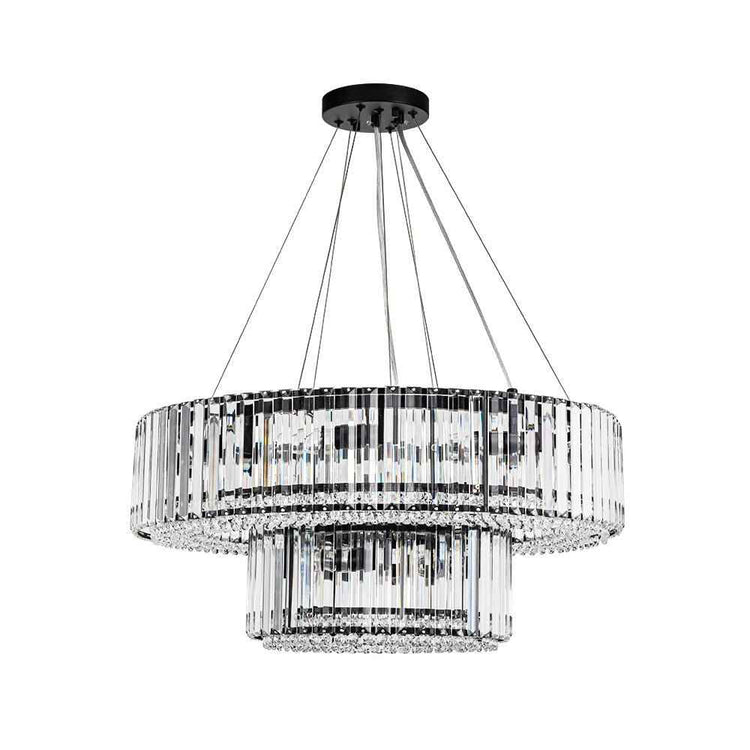 Lustre Cristal Moderne 12 Lumières Deux Niveaux pour Salle à Manger