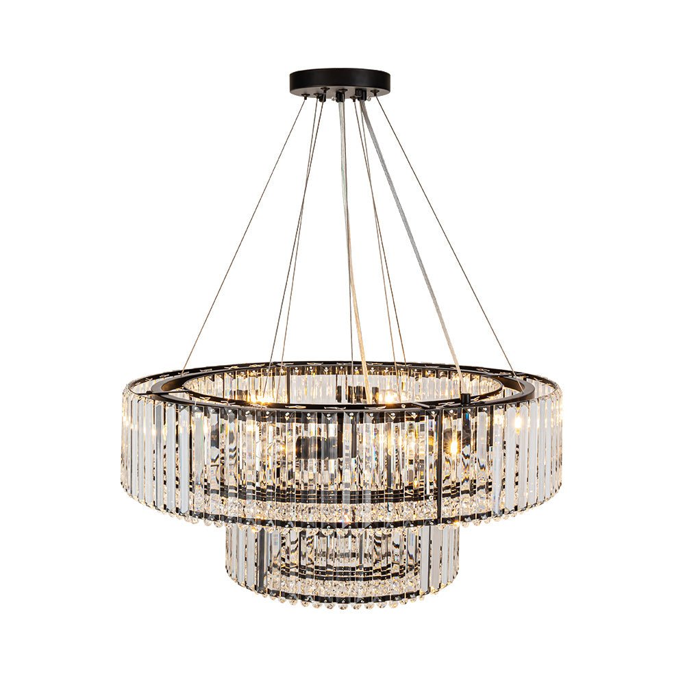 Lustre Cristal Moderne 12 Lumières Deux Niveaux pour Salle à Manger