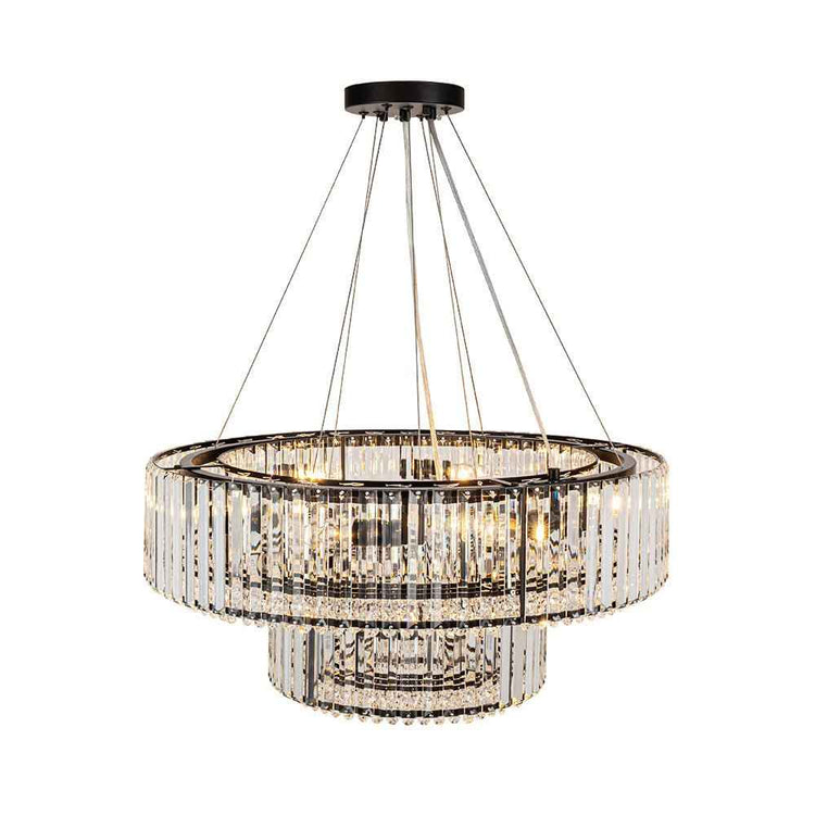 Lustre Cristal Moderne 12 Lumières Deux Niveaux pour Salle à Manger