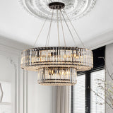Lustre Cristal Moderne 12 Lumières Deux Niveaux pour Salle à Manger