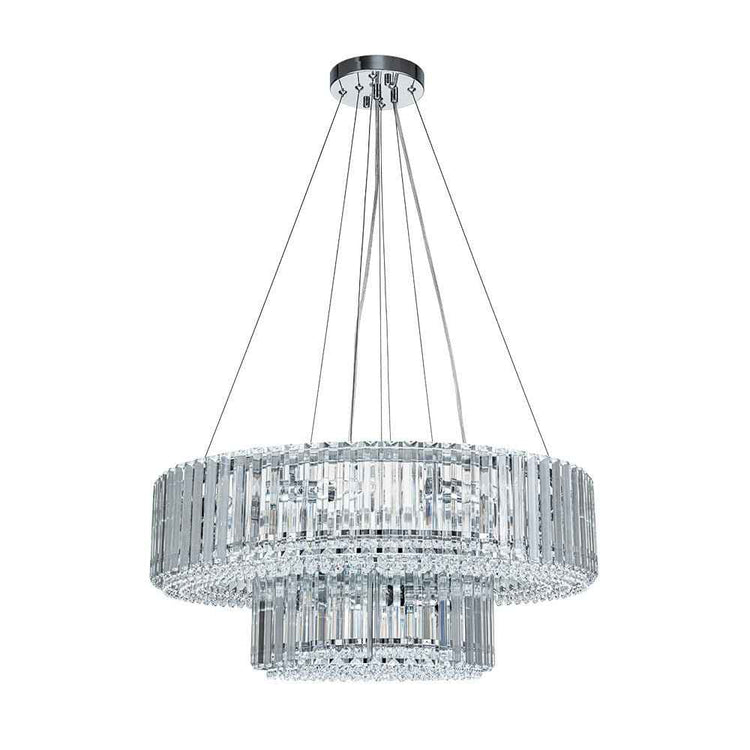 Lustre Cristal Moderne 12 Lumières Deux Niveaux pour Salle à Manger