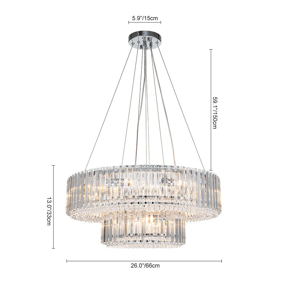 Lustre Cristal Moderne 12 Lumières Deux Niveaux pour Salle à Manger
