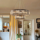 Lustre Cristal Moderne 12 Lumières Deux Niveaux pour Salle à Manger