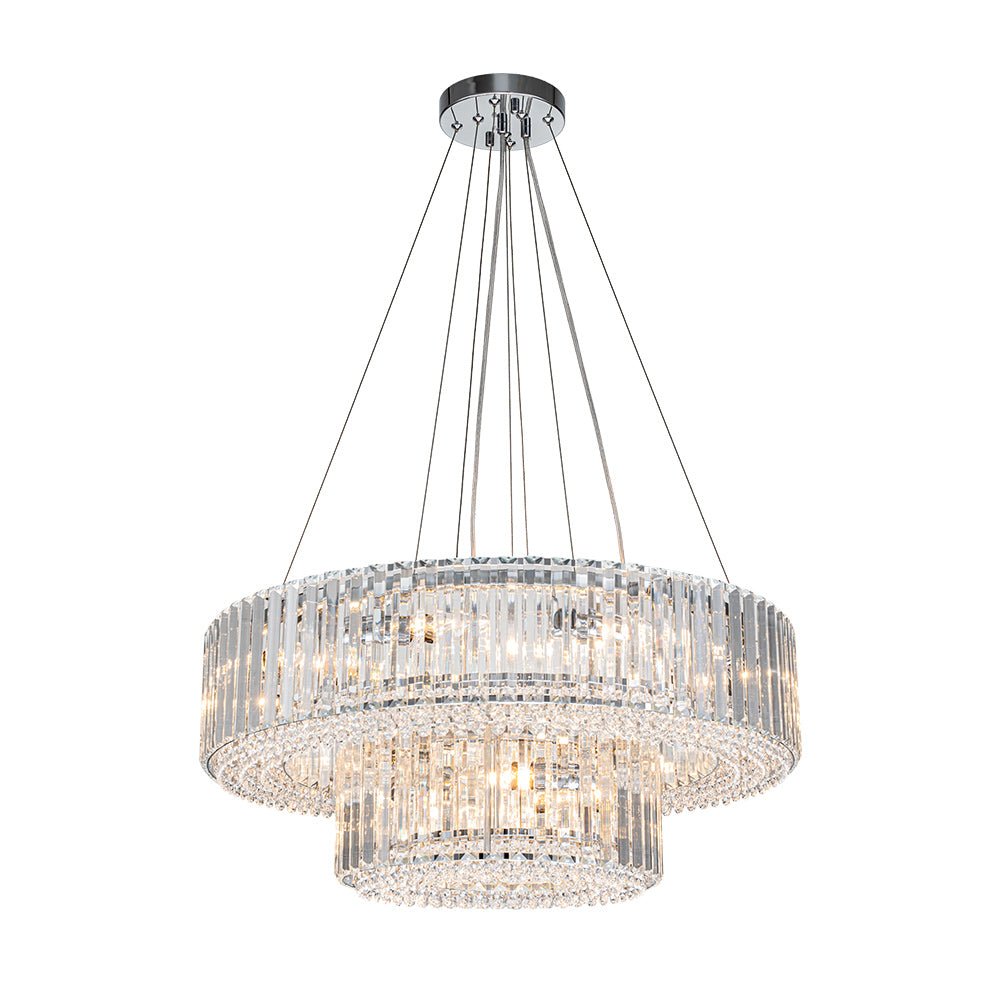 Lustre Cristal Moderne 12 Lumières Deux Niveaux pour Salle à Manger
