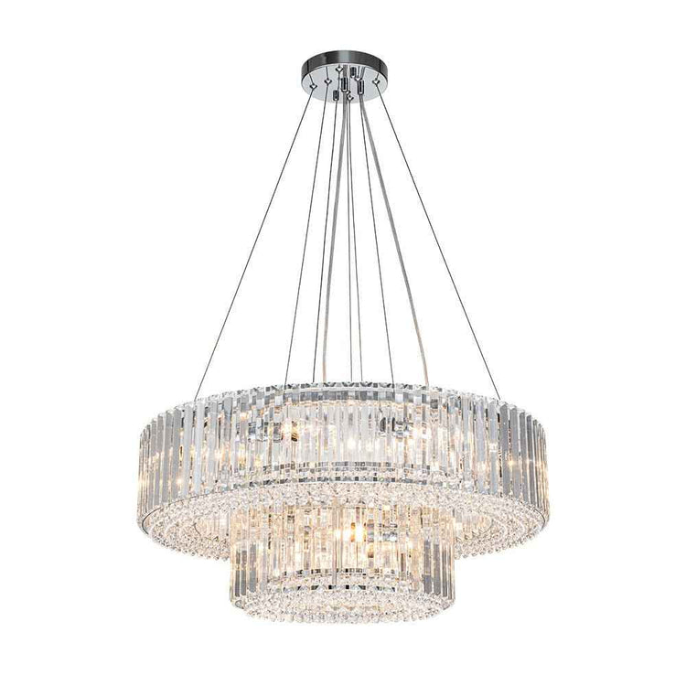 Lustre Cristal Moderne 12 Lumières Deux Niveaux pour Salle à Manger