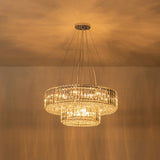 Lustre Cristal Moderne 12 Lumières Deux Niveaux pour Salle à Manger