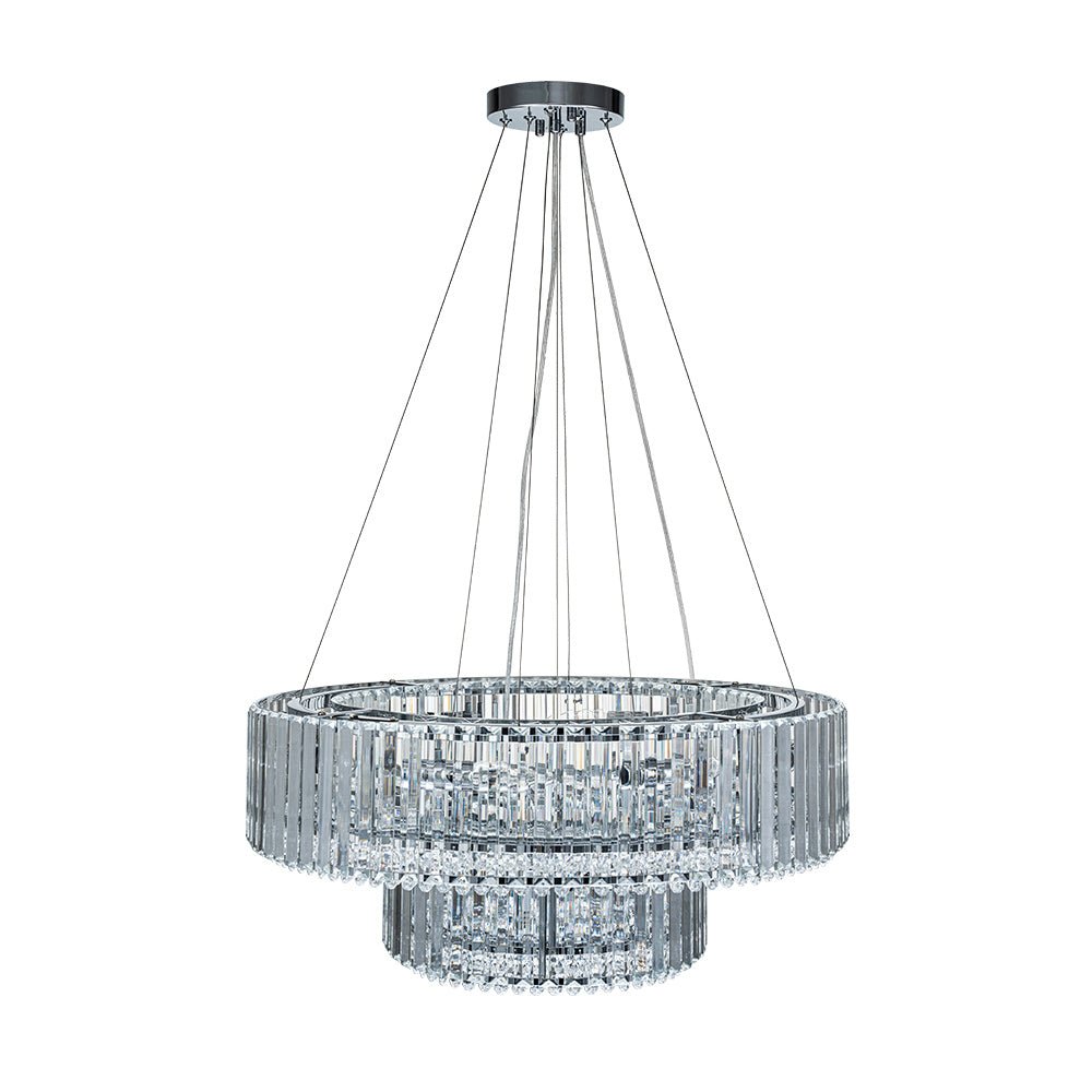 Lustre Cristal Moderne 12 Lumières Deux Niveaux pour Salle à Manger