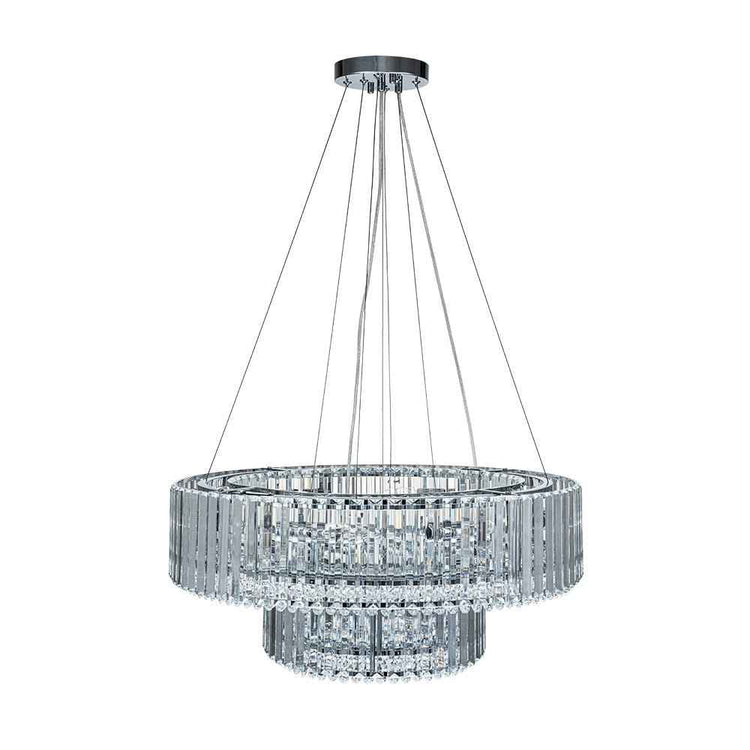 Lustre Cristal Moderne 12 Lumières Deux Niveaux pour Salle à Manger