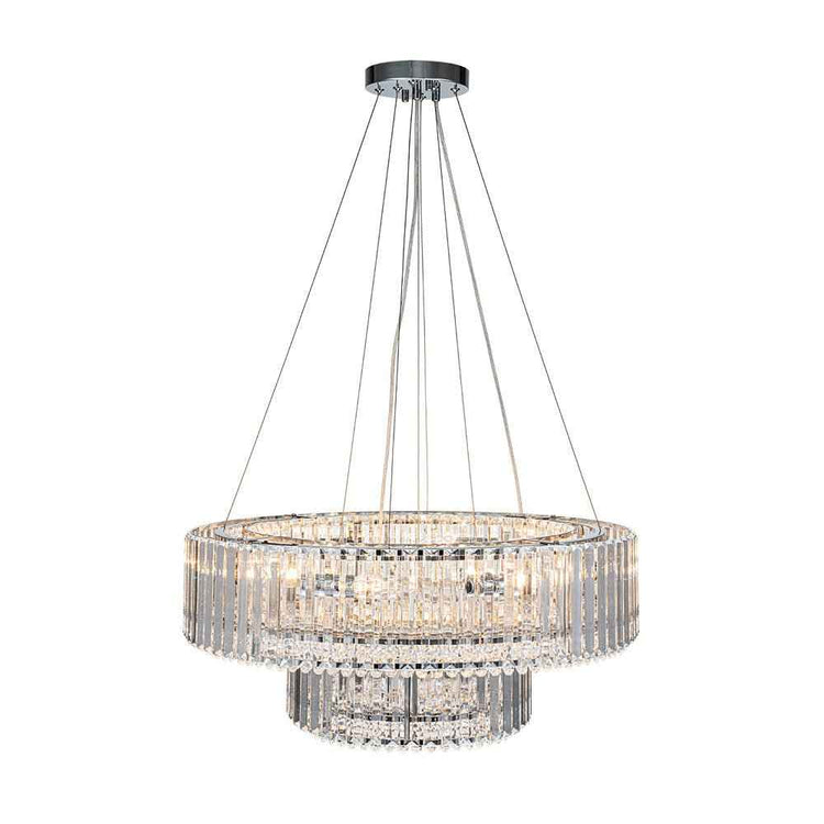 Lustre Cristal Moderne 12 Lumières Deux Niveaux pour Salle à Manger