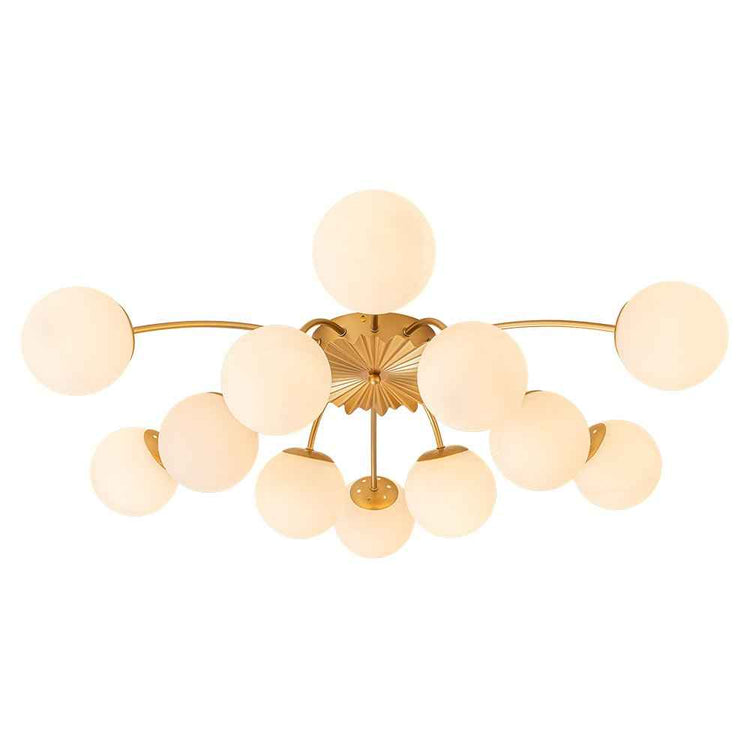 Lustre Verre 12 Lumières Opale Sputnik Semi-Encastré pour Salon