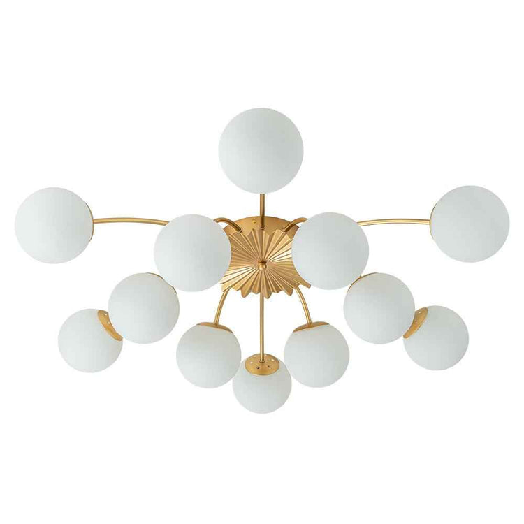 Lustre Verre 12 Lumières Opale Sputnik Semi-Encastré pour Salon