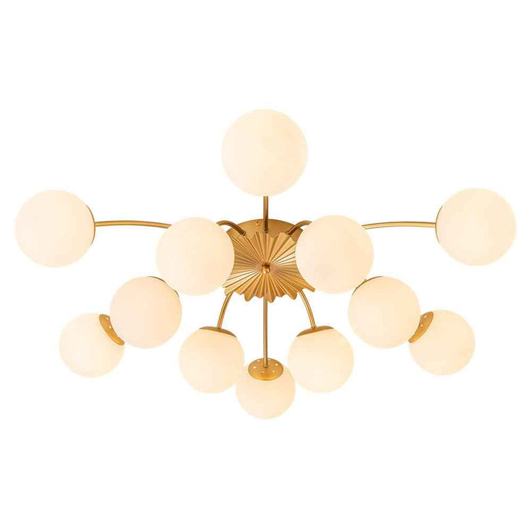 Lustre Verre 12 Lumières Opale Sputnik Semi-Encastré pour Salon