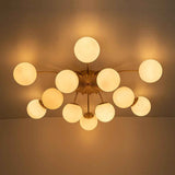 Lustre Verre 12 Lumières Opale Sputnik Semi-Encastré pour Salon