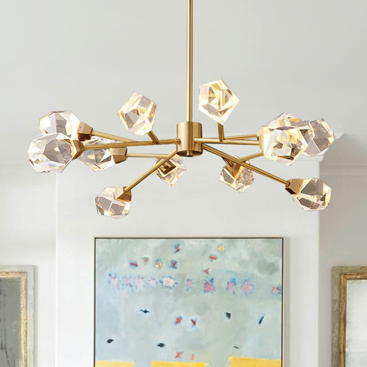 Lustre Salon Spoutnik 12 Lumières en Cristal