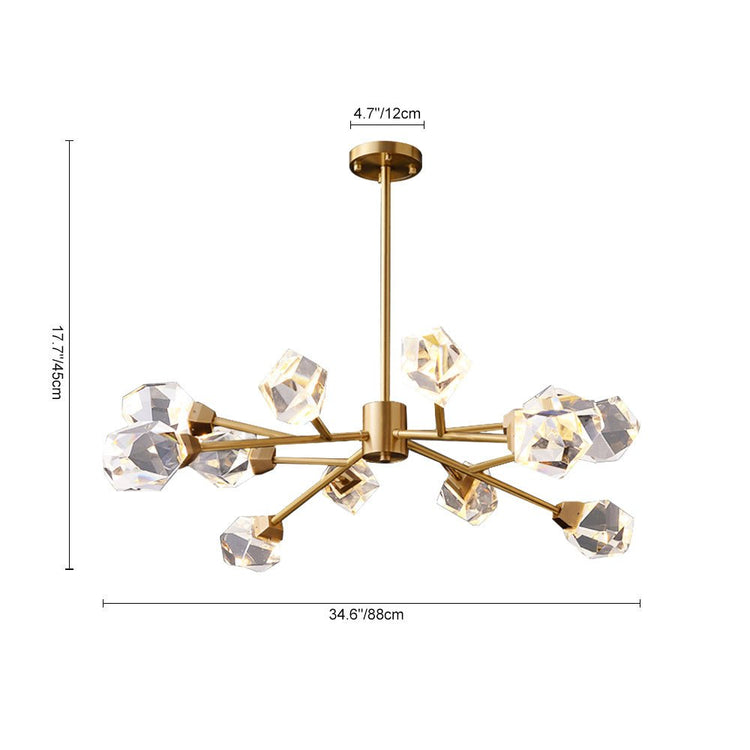 Lustre Salon Spoutnik 12 Lumières en Cristal