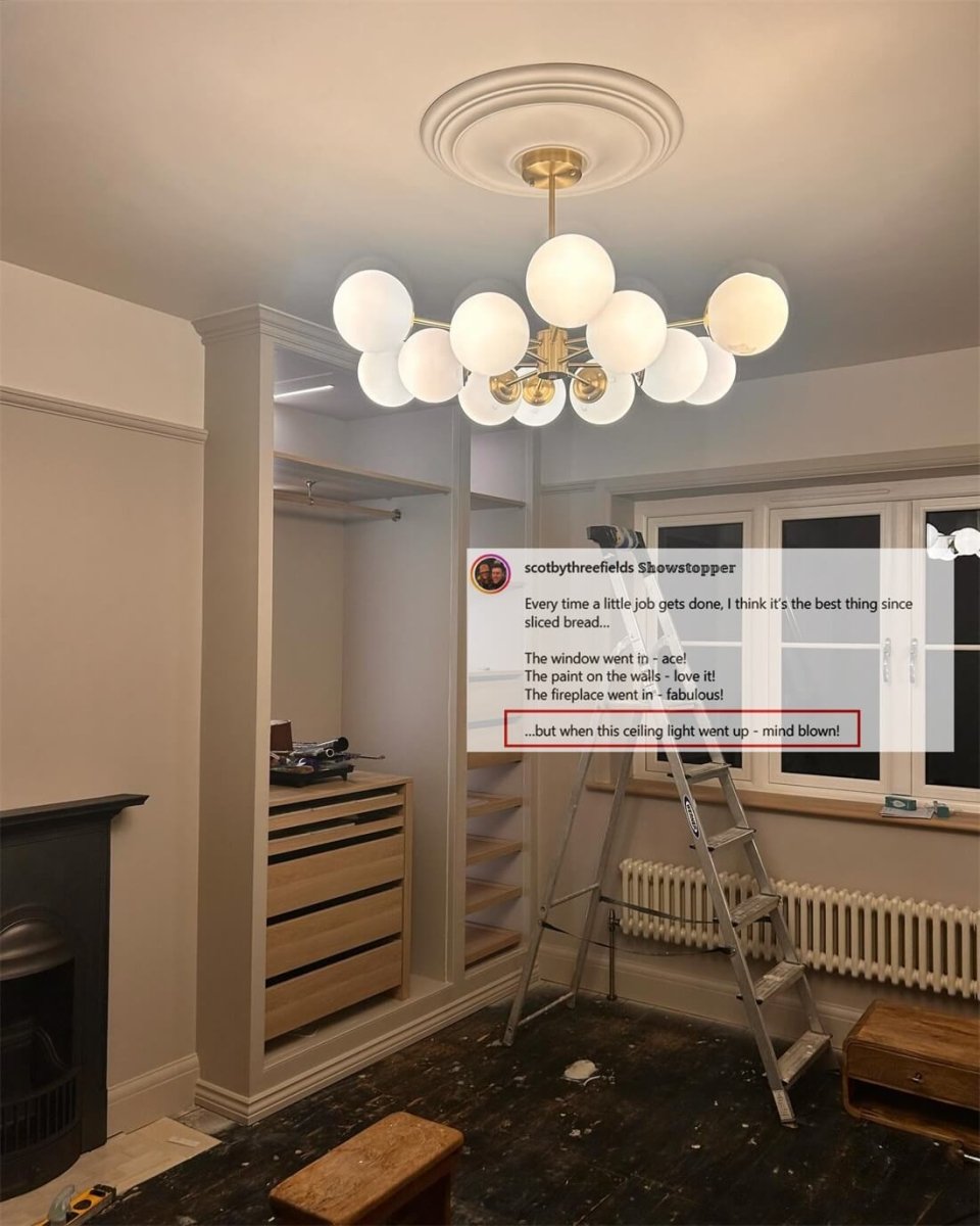 Lustre 12 Lumières Deux Niveaux Sputnik Opale Globe pour Salon
