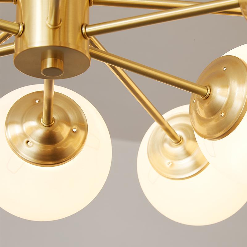 Lustre 12 Lumières Deux Niveaux Sputnik Opale Globe pour Salon
