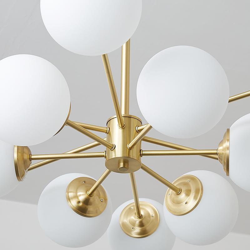 Lustre 12 Lumières Deux Niveaux Sputnik Opale Globe pour Salon