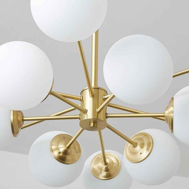 Lustre 12 Lumières Deux Niveaux Sputnik Opale Globe pour Salon