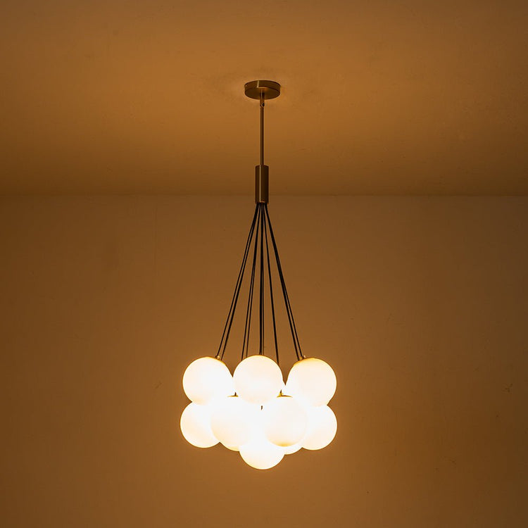 Lustre Salon Boule 13 Lumières en Verre