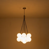 Lustre Salon Boule 13 Lumières en Verre