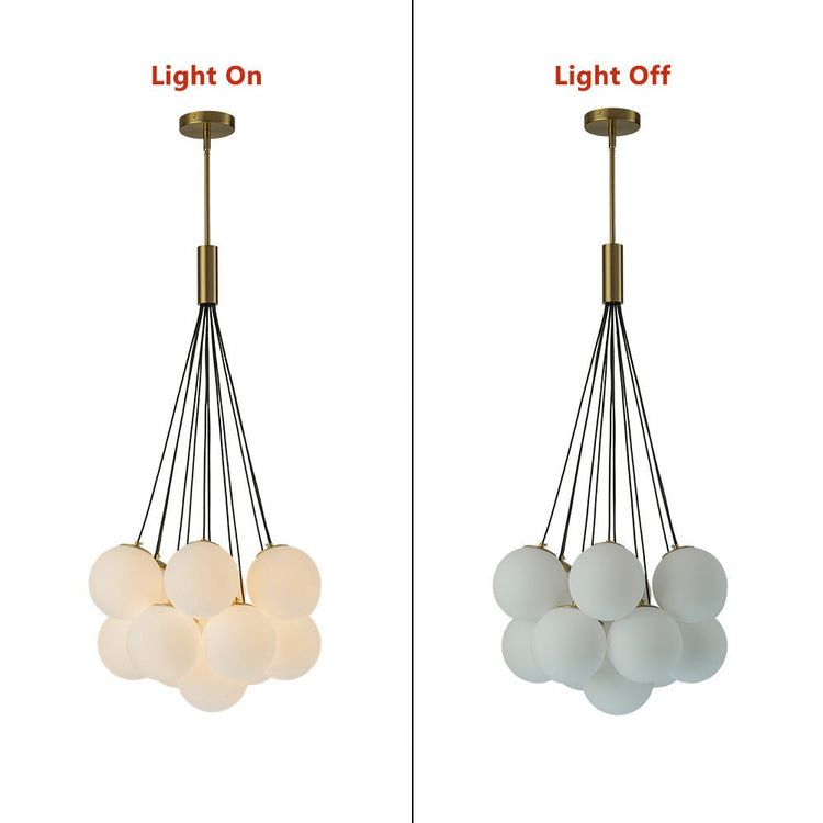 Lustre Salon Boule 13 Lumières en Verre