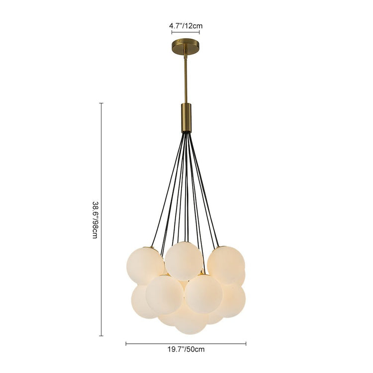 Lustre Salon Boule 13 Lumières en Verre