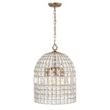 Lustre Cristal Laiton 1/3 Lumières Cage pour Salon