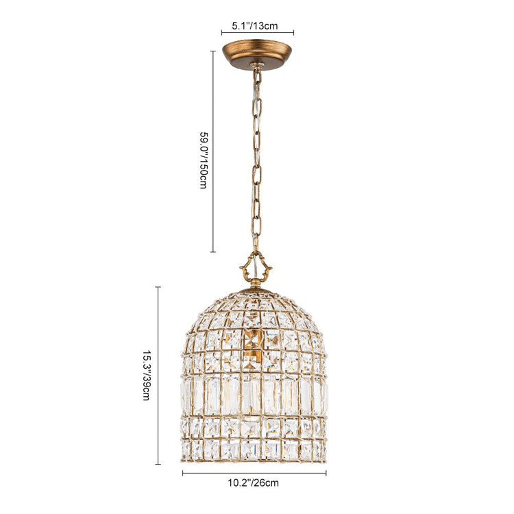 Lustre Cristal Laiton 1/3 Lumières Cage pour Salon
