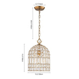 Lustre Cristal Laiton 1/3 Lumières Cage pour Salon